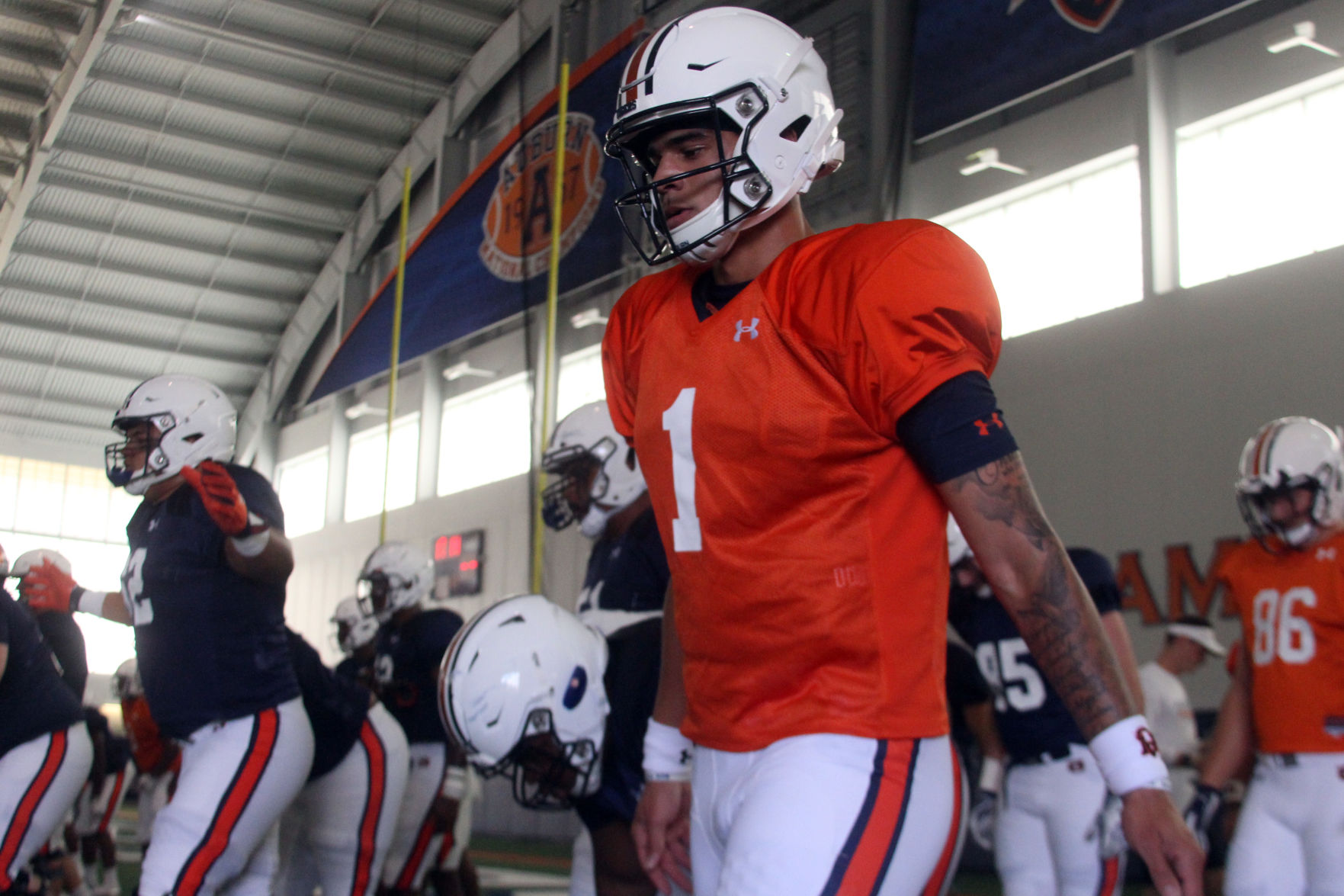 Auburn football practice on the first day of full pads